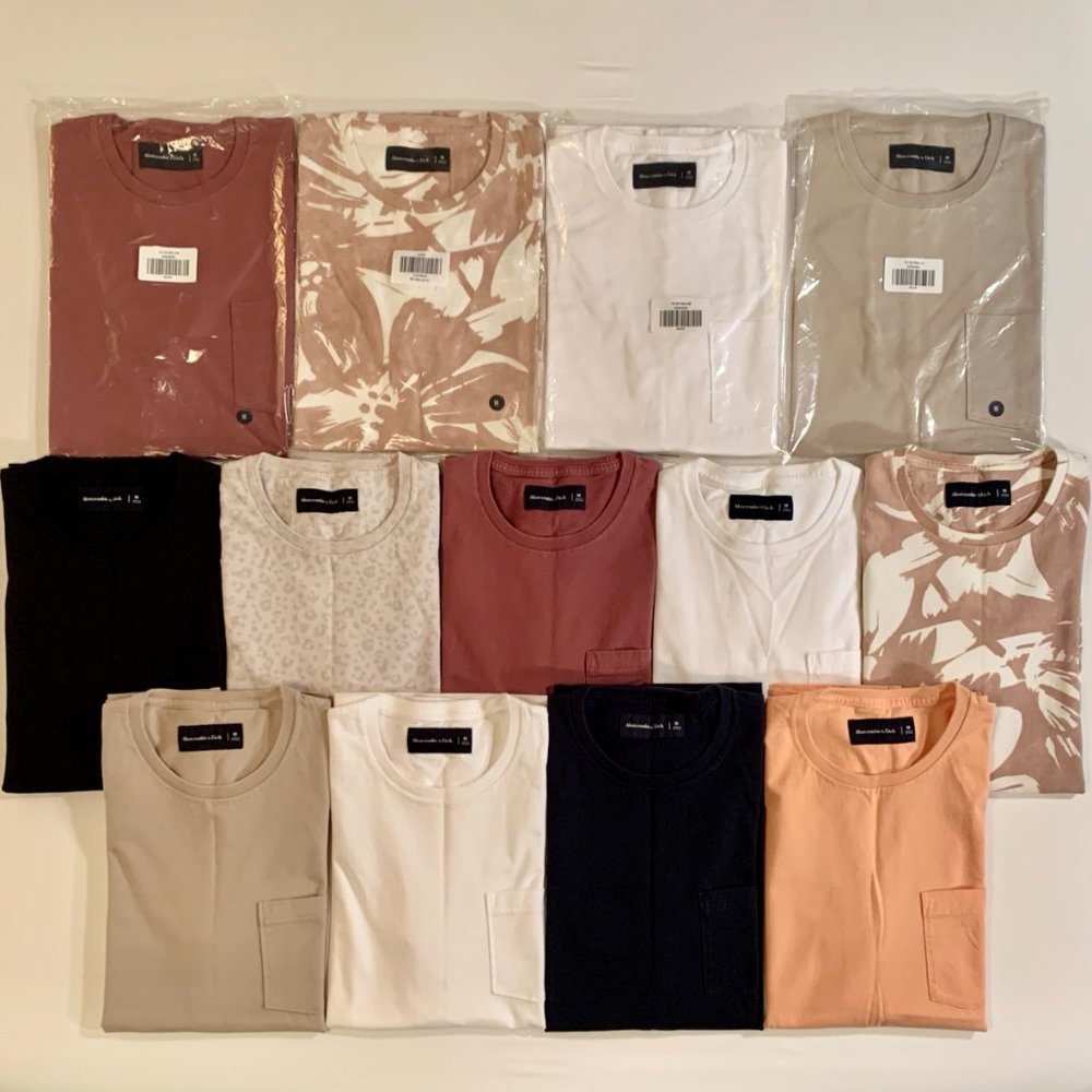 Lot of 13 Abercrombie & Fitch Heavyweight Pocket T-Shirts Tees